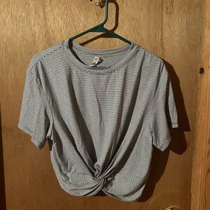 Zella Black and White Striped Tee